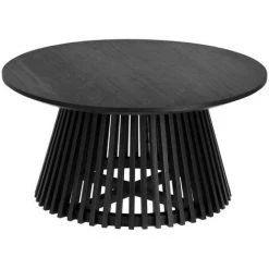 Kave Home - Table Basse Jeanette En Bois De Mindy Noir Ø 80 Cm - Noir
