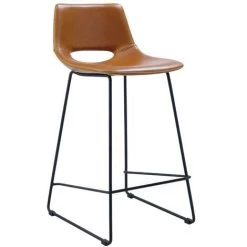 Kave Home - Tabouret Zahara En Polyuréthane Marron Hauteur 65 Cm - Marron