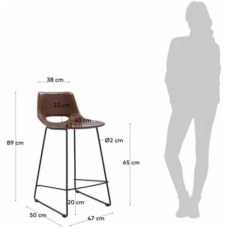 Kave Home - Tabouret Zahara En Polyuréthane Marron Hauteur 65 Cm - Marron 7 Kave Home - Tabouret Zahara En Polyuréthane Marron Hauteur 65 Cm - Marron – Image 5