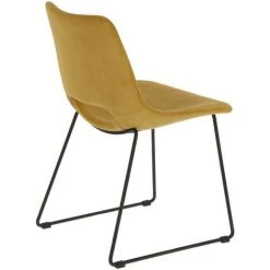 Kave Home - Chaise Zahara En Velours Côtelé Jaune Moutarde Et Pieds En Acier Noir - Moutarde -KAVE HOME Soldes 2022 27979218 3