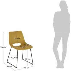 Kave Home - Chaise Zahara En Velours Côtelé Jaune Moutarde Et Pieds En Acier Noir - Moutarde -KAVE HOME Soldes 2022 27979218 5