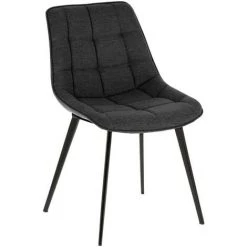 Kave Home - Chaise Adam Gris Foncé Et Pieds En Acier Finition Noire - Noir