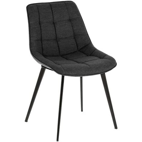 Kave Home - Chaise Adam Gris Foncé Et Pieds En Acier Finition Noire - Noir 3 Kave Home - Chaise Adam Gris Foncé Et Pieds En Acier Finition Noire - Noir