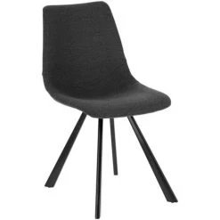 Kave Home - Chaise Alve Gris Foncé Et Pieds En Acier Finition Noire - Noir