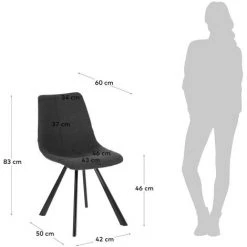 Kave Home - Chaise Alve Gris Foncé Et Pieds En Acier Finition Noire - Noir 11 Kave Home - Chaise Alve Gris Foncé Et Pieds En Acier Finition Noire - Noir -KAVE HOME Soldes 2022 27979236 5