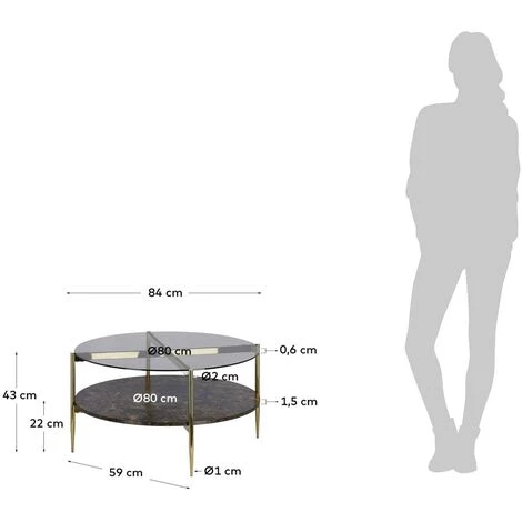 Kave Home - Table Basse Kamilah Ø 84 Cm - Doré 5 Kave Home - Table Basse Kamilah Ø 84 Cm - Doré – Image 3