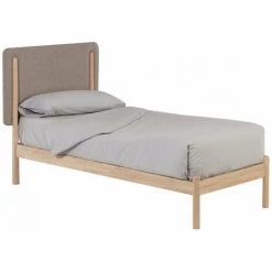 Kave Home - Lit Shayndel En Bois Massif D'hévéa 90 X 190 Cm - Gris