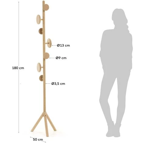 Kave Home - Portemanteau Nalini En Bois De Bouleau Massif 180 Cm - Naturel 5 Kave Home - Portemanteau Nalini En Bois De Bouleau Massif 180 Cm - Naturel – Image 3