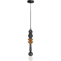 Kave Home - Suspension Jellis Avec Demi-cercles En Bois De Manguier Massif Finition Noire Et Naturelle - Noir