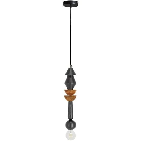 Kave Home - Suspension Jellis Avec Demi-cercles En Bois De Manguier Massif Finition Noire Et Naturelle - Noir 3 Kave Home - Suspension Jellis Avec Demi-cercles En Bois De Manguier Massif Finition Noire Et Naturelle - Noir