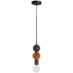 Kave Home - Suspension Jellis Avec Rond En Bois De Manguier Massif Finition Noire Et Naturelle - Noir