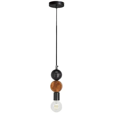 Kave Home - Suspension Jellis Avec Rond En Bois De Manguier Massif Finition Noire Et Naturelle - Noir 3 Kave Home - Suspension Jellis Avec Rond En Bois De Manguier Massif Finition Noire Et Naturelle - Noir