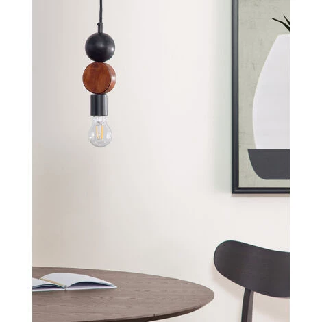 Kave Home - Suspension Jellis Avec Rond En Bois De Manguier Massif Finition Noire Et Naturelle - Noir 4 Kave Home - Suspension Jellis Avec Rond En Bois De Manguier Massif Finition Noire Et Naturelle - Noir – Image 2