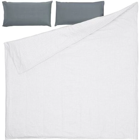 Kave Home - Linge De Lit Lesly Drap-housse,housse Couette,taies Oreiller En Coton Bio (GOTS) 135x190cm - Gris 3 Kave Home - Linge De Lit Lesly Drap-housse,housse Couette,taies Oreiller En Coton Bio (GOTS) 135x190cm - Gris