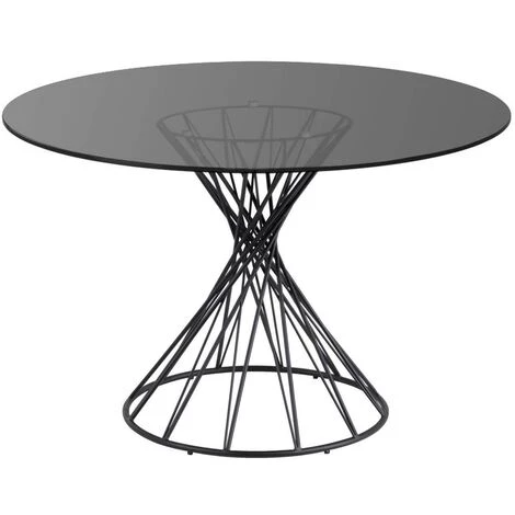 Kave Home - Table Ronde Niut En Verre Et Pieds En Acier Finition Noire Ø 120 Cm - Noir 3 Kave Home - Table Ronde Niut En Verre Et Pieds En Acier Finition Noire Ø 120 Cm - Noir