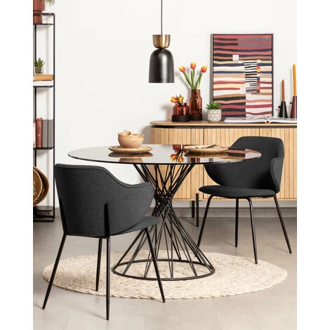 Kave Home - Table Ronde Niut En Verre Et Pieds En Acier Finition Noire Ø 120 Cm - Noir 4 Kave Home - Table Ronde Niut En Verre Et Pieds En Acier Finition Noire Ø 120 Cm - Noir – Image 2