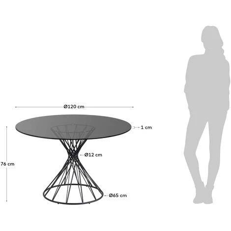 Kave Home - Table Ronde Niut En Verre Et Pieds En Acier Finition Noire Ø 120 Cm - Noir 5 Kave Home - Table Ronde Niut En Verre Et Pieds En Acier Finition Noire Ø 120 Cm - Noir – Image 3