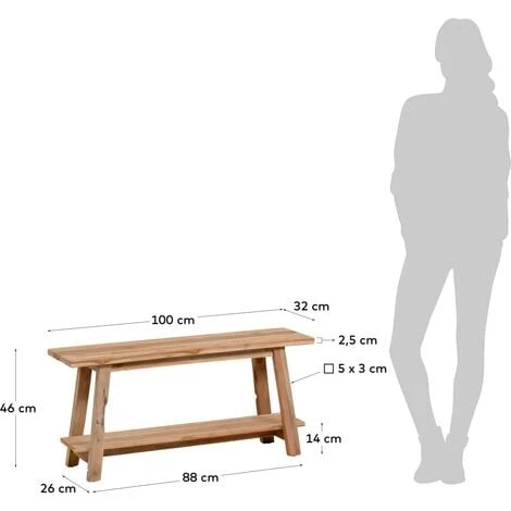 Kave Home - Banc Safara Bois Massif De Tek Recyclé 100 Cm - Naturel 6 Kave Home - Banc Safara Bois Massif De Tek Recyclé 100 Cm - Naturel – Image 4