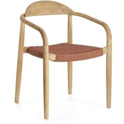 Kave Home - Chaise Nina En Bois D'acacia Massif Et Corde Terracotta - Rouge