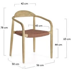 Kave Home - Chaise Nina En Bois D'acacia Massif Et Corde Terracotta - Rouge -KAVE HOME Soldes 2022 28278669 5