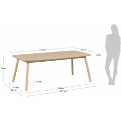 Kave Home - Table Batilde En Hévéa Massif Et Contreplaqué De Frêne 140 X 70 Cm - Naturel 9 Kave Home - Table Batilde En Hévéa Massif Et Contreplaqué De Frêne 140 X 70 Cm - Naturel -KAVE HOME Soldes 2022 28327189 4