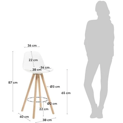 Kave Home - Tabouret Slad Blanc Hauteur 65 Cm - Blanc 7 Kave Home - Tabouret Slad Blanc Hauteur 65 Cm - Blanc – Image 5