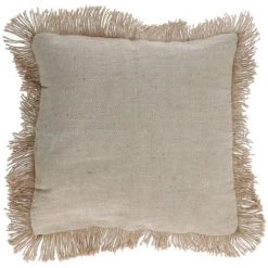 Kave Home - Housse De Coussin Delcie En Coton Et Jute à Franges Beiges 60 X 60 Cm - Beige