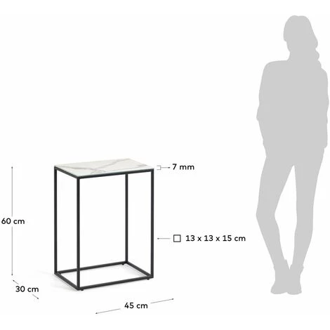 Kave Home - Table D'appoint Rewena Avec Plateau En Grès Cérame Finition Kalos Blanc 45 X 30 Cm - Blanc 5 Kave Home - Table D'appoint Rewena Avec Plateau En Grès Cérame Finition Kalos Blanc 45 X 30 Cm - Blanc – Image 3