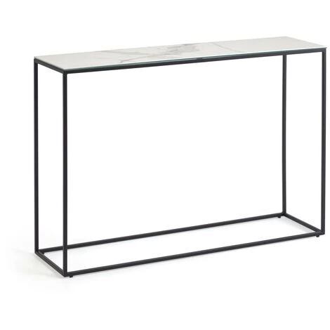 Kave Home - Console Rewena Plateau En Grès Cérame Finition Kalos Blanc Structure En Acier 110 X 75 Cm 3 Kave Home - Console Rewena Plateau En Grès Cérame Finition Kalos Blanc Structure En Acier 110 X 75 Cm