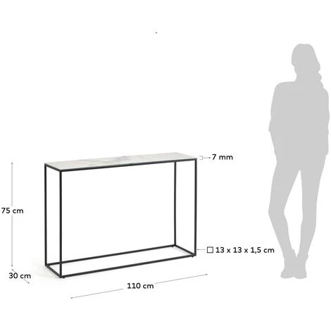 Kave Home - Console Rewena Plateau En Grès Cérame Finition Kalos Blanc Structure En Acier 110 X 75 Cm 5 Kave Home - Console Rewena Plateau En Grès Cérame Finition Kalos Blanc Structure En Acier 110 X 75 Cm – Image 3