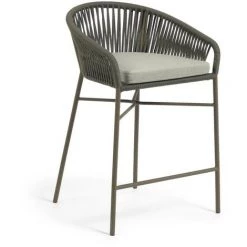 Kave Home - Tabouret Yanet En Corde Verte Et Acier Galvanisé Hauteur 65 Cm - Vert