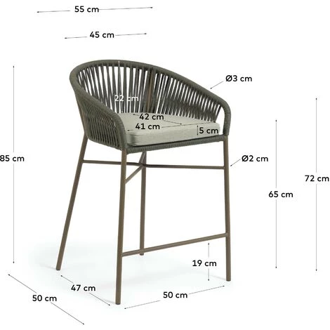 Kave Home - Tabouret Yanet En Corde Verte Et Acier Galvanisé Hauteur 65 Cm - Vert 7 Kave Home - Tabouret Yanet En Corde Verte Et Acier Galvanisé Hauteur 65 Cm - Vert – Image 5