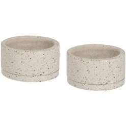 Kave Home - Ensemble Lelis De 2 Cache-pots Avec Soucoupe En Terrazzo Blanc De Ø 30 Cm - Multicolore