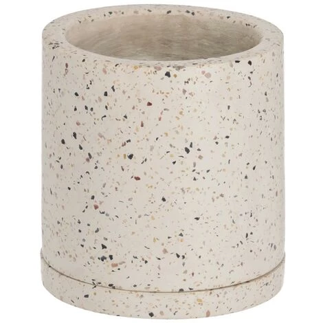 Kave Home - Pot Lelis Avec Soucoupe En Terrazzo Blanc De Ø 26 Cm - Multicolore 3 Kave Home - Pot Lelis Avec Soucoupe En Terrazzo Blanc De Ø 26 Cm - Multicolore
