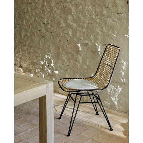 Kave Home - Chaise Tishana En Rotin Et Acier Noir - Naturel 6 Kave Home - Chaise Tishana En Rotin Et Acier Noir - Naturel – Image 4