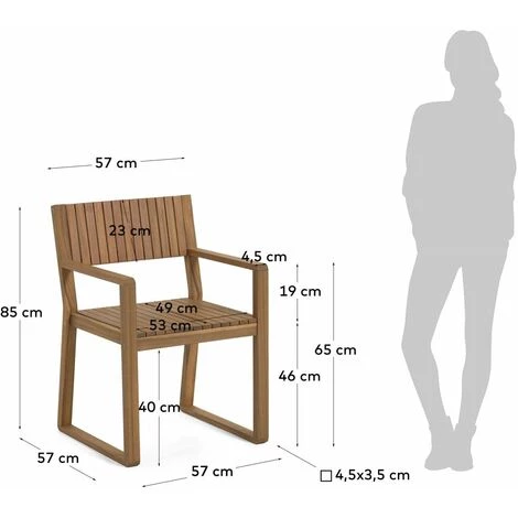 Kave Home - Chaise De Jardin Emili En Bois Massif D'acacia FSC 100% - Naturel 7 Kave Home - Chaise De Jardin Emili En Bois Massif D'acacia FSC 100% - Naturel – Image 5