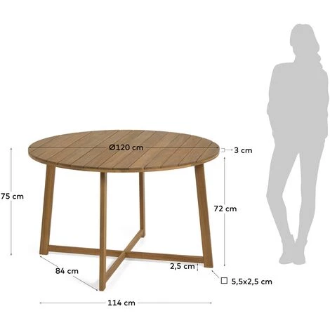 Kave Home - Table Ronde De Jardin Dafne En Bois Massif D'acacia Ø 120 Cm FSC 100% - Naturel 5 Kave Home - Table Ronde De Jardin Dafne En Bois Massif D'acacia Ø 120 Cm FSC 100% - Naturel – Image 3