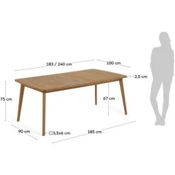 Kave Home - Table De Jardin Extensible Hanzel En Bois Massif D'eucalyptus 183 (240) X 100 Cm FSC 100% - Naturel -KAVE HOME Soldes 2022 30319425 4