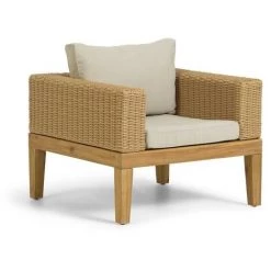 Kave Home - Fauteuil Giana Bois Massif Dacacia Et Rotin FSC 100% - Naturel