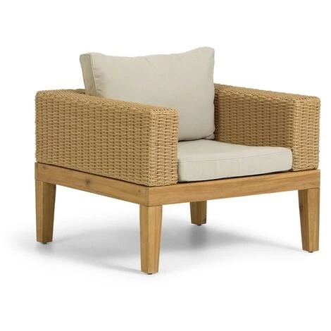 Kave Home - Fauteuil Giana Bois Massif Dacacia Et Rotin FSC 100% - Naturel 3 Kave Home - Fauteuil Giana Bois Massif Dacacia Et Rotin FSC 100% - Naturel