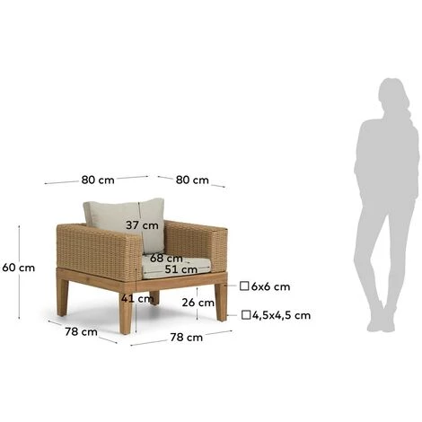 Kave Home - Fauteuil Giana Bois Massif Dacacia Et Rotin FSC 100% - Naturel 7 Kave Home - Fauteuil Giana Bois Massif Dacacia Et Rotin FSC 100% - Naturel – Image 5