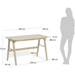 Kave Home - Bureau Curie Bois D'hévéa Massif 120 X 60 Cm - Naturel 7 Kave Home - Bureau Curie Bois D'hévéa Massif 120 X 60 Cm - Naturel -KAVE HOME Soldes 2022 32581978 3