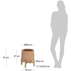 Kave Home - Cache-pot Denpasar En Terre Cuite Et Bois Massif D'acacia Ø 25 Cm - Naturel -KAVE HOME Soldes 2022 32609061 3