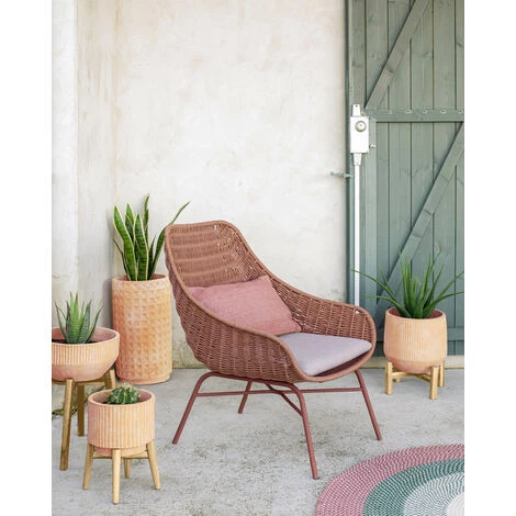 Kave Home - Cache-pot Elima En Terre Cuite Et Bois Massif D'acacia Ø 19,5 Cm - Naturel 4 Kave Home - Cache-pot Elima En Terre Cuite Et Bois Massif D'acacia Ø 19,5 Cm - Naturel – Image 2