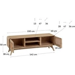Kave Home - Meuble TV Nalu 2 Portes En Bois De Mindy Massif Et Rotin 150 X 50 Cm - Naturel 11 Kave Home - Meuble TV Nalu 2 Portes En Bois De Mindy Massif Et Rotin 150 X 50 Cm - Naturel -KAVE HOME Soldes 2022 33712724 5