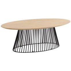 Kave Home - Table Basse Leska 120 X 65 Cm En Manguier Massif Et Pied En Acier Noir - Naturel