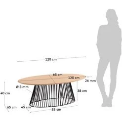 Kave Home - Table Basse Leska 120 X 65 Cm En Manguier Massif Et Pied En Acier Noir - Naturel -KAVE HOME Soldes 2022 33712728 4