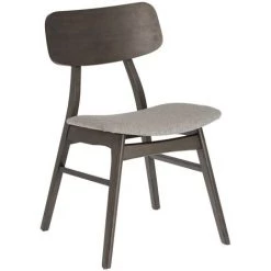 Kave Home - Chaise Selia En Bois D'hévéa Massif Et Placage De Frêne Avec Revêtement Gris Clair - Marron