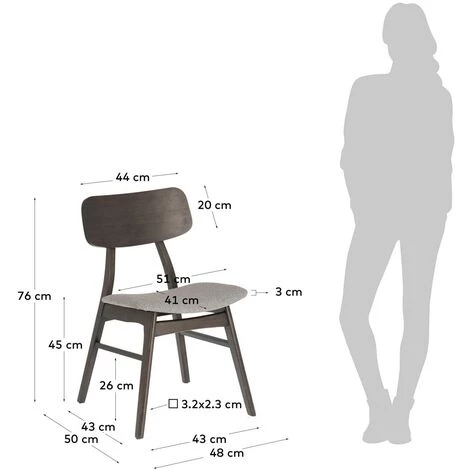 Kave Home - Chaise Selia En Bois D'hévéa Massif Et Placage De Frêne Avec Revêtement Gris Clair - Marron 7 Kave Home - Chaise Selia En Bois D'hévéa Massif Et Placage De Frêne Avec Revêtement Gris Clair - Marron – Image 5