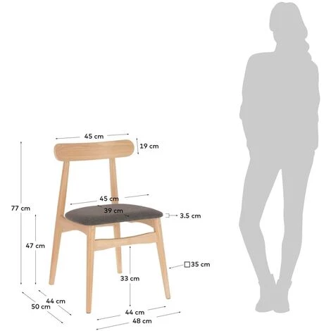 Kave Home - Chaise Nayme Gris Foncé - Naturel 7 Kave Home - Chaise Nayme Gris Foncé - Naturel – Image 5